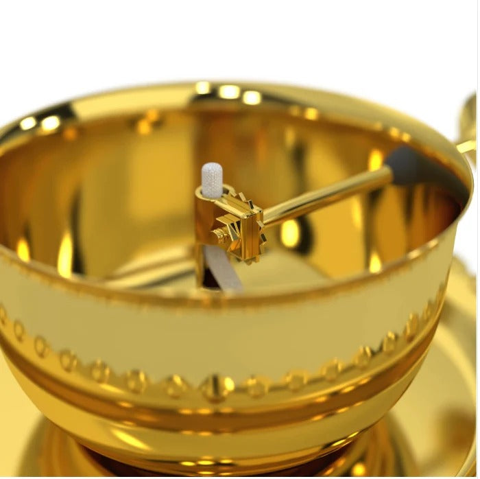 Golden Brass Akhand Diya Oil Lamp with Rotating Wick