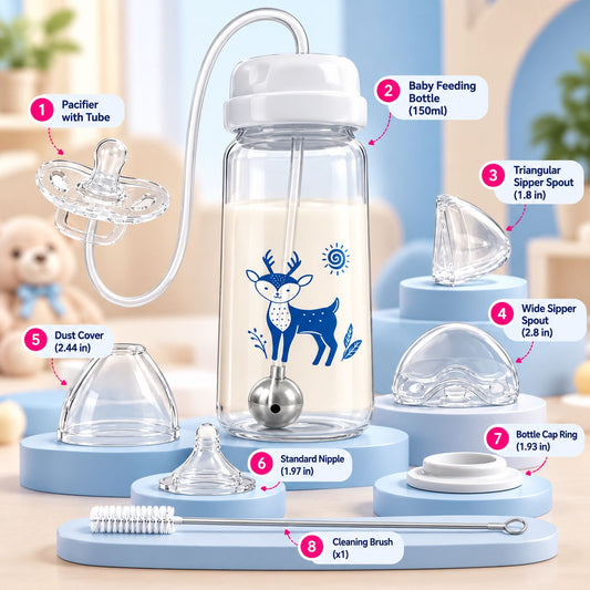 Baby Feeding Bottle with Weighted Straw