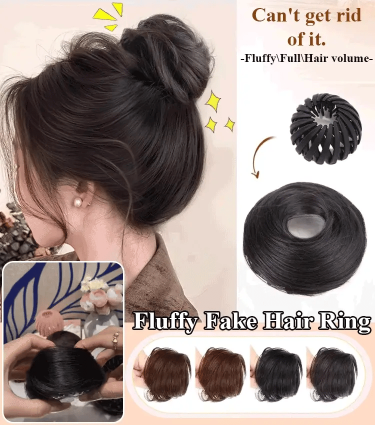 Bird nest bun head fluffy wig- Black