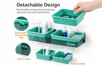 Wall-Mounted Bathroom Shelf with Hooks No-Drill Self-Adhesive Dual Compartment Storage Shelf - Image 3