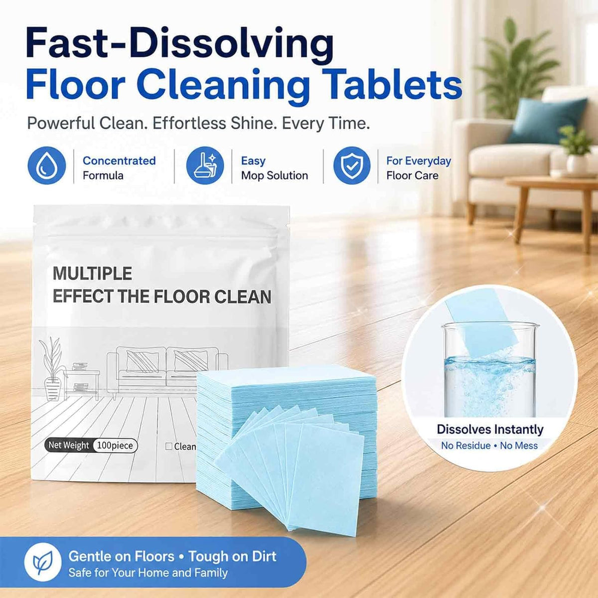 Multi-Effect Floor Clean Solution for Hardwood, Laminate, Tile (100 Piece)