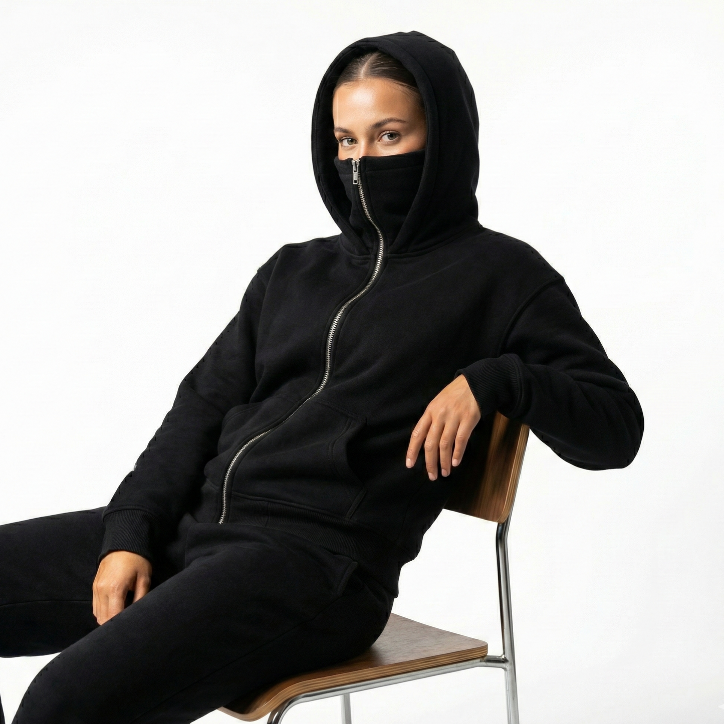 Men's Full Sleeves Zipper Hoodie with Mask