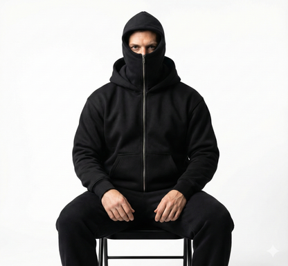Men's Full Sleeves Zipper Hoodie with Mask