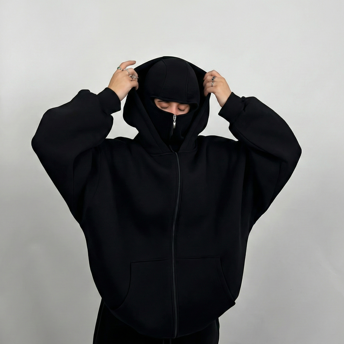 Men's Full Sleeves Zipper Hoodie with Mask