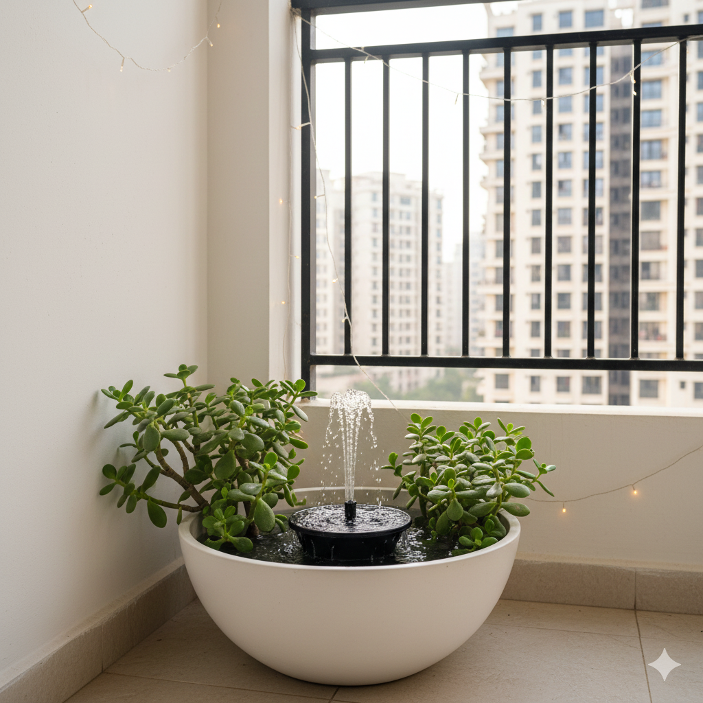 Solar Fountain in garden pond