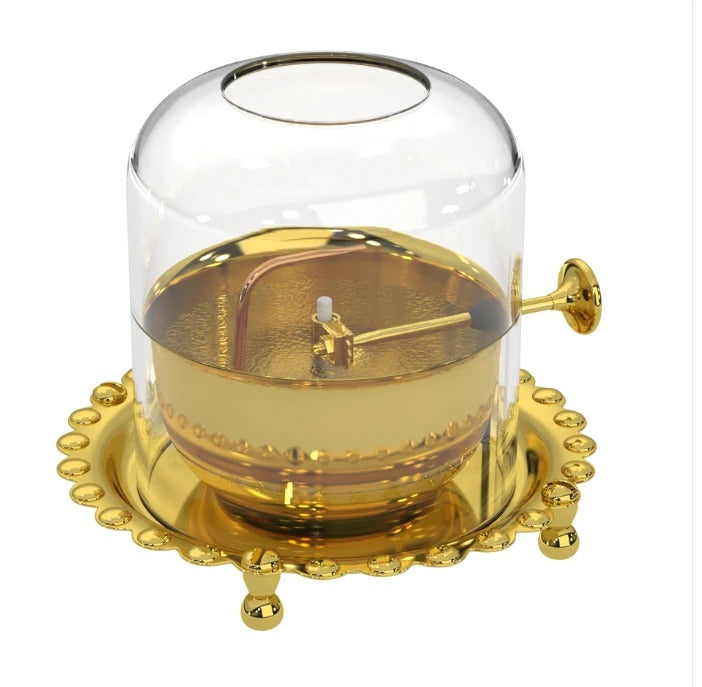 Golden Brass Akhand Diya Oil Lamp with Rotating Wick